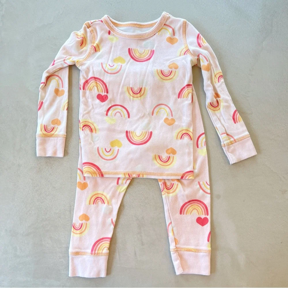 Nordstrom Glow In the Dark‎ Kids Toddler Rainbow Pajama Set Pink 3T